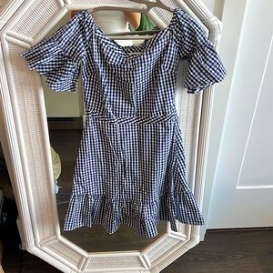 Lucy Paris Off Shoulder Gingham Short Dress